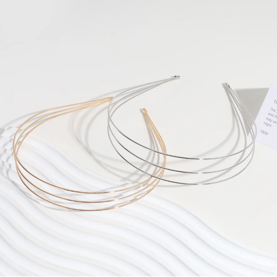 New Thin Headbands for Women Multilayer Alloy Hair Hoop Double Root Metal Hair Bands Hair Accessories Smooth Head Hoop Wholesale