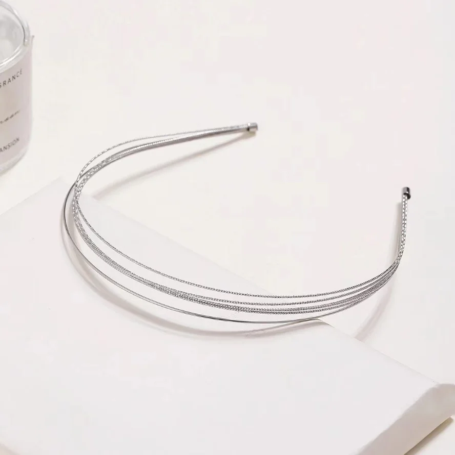 New Thin Headbands for Women Multilayer Alloy Hair Hoop Double Root Metal Hair Bands Hair Accessories Smooth Head Hoop Wholesale