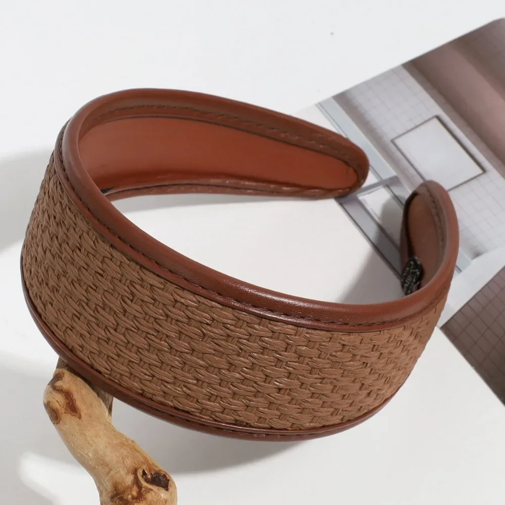 New 2025 Retro PU Leather Hairbands Wide Turbans Non-slip Hoop Headband Elegant Hair Accessories Women Girls Fashion Items Gifts