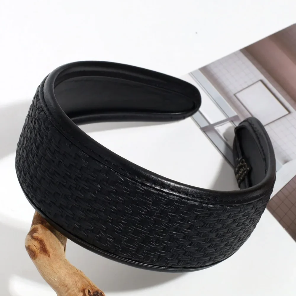 New 2025 Retro PU Leather Hairbands Wide Turbans Non-slip Hoop Headband Elegant Hair Accessories Women Girls Fashion Items Gifts