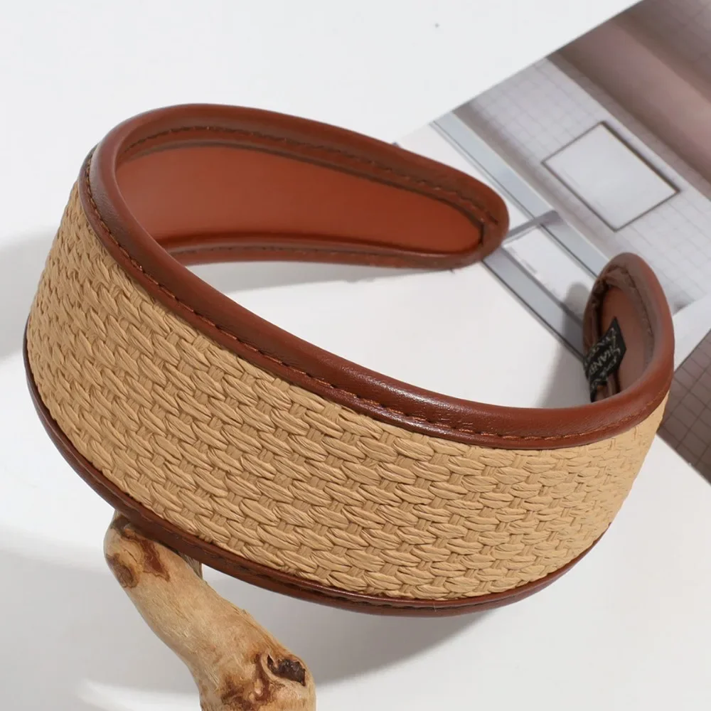 New 2025 Retro PU Leather Hairbands Wide Turbans Non-slip Hoop Headband Elegant Hair Accessories Women Girls Fashion Items Gifts