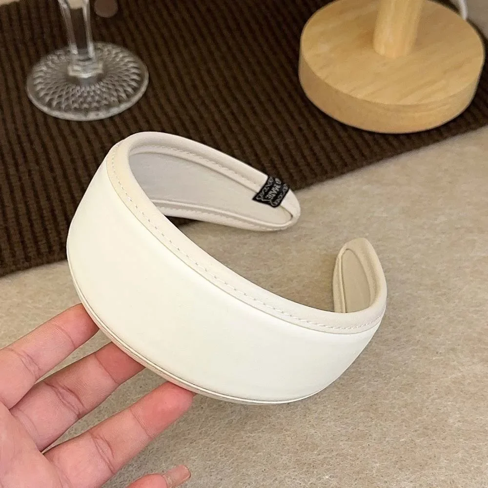 New 2025 Retro PU Leather Hairbands Wide Turbans Non-slip Hoop Headband Elegant Hair Accessories Women Girls Fashion Items Gifts