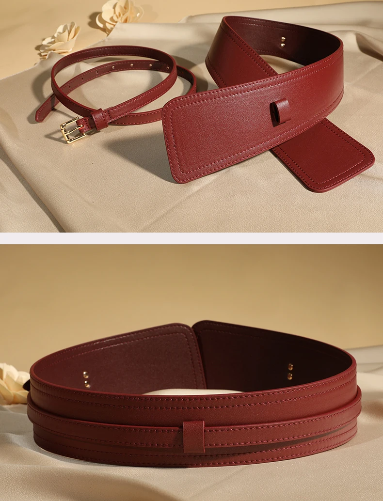 Simple Width Belt for Women Vintage Wide Leather Waistband Genuine Leather Waist Belt Fashion Wide Belts