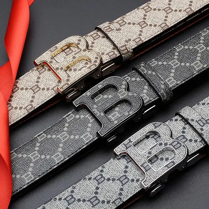 High Quality 3.4cm Leather Business Men Belt Luxury Brand Designer famous work Belts for men Jeans Strap Male Buckle belt