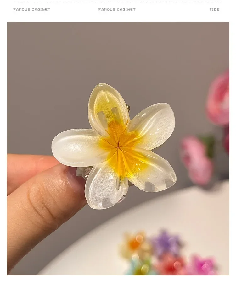 6Pcs Gradient Hair Clips New Flower Hair Claws Small Size Fashion Headwear Hairpin Crab Barrette Hair Accessories for Women
