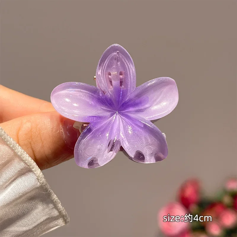 6Pcs Gradient Hair Clips New Flower Hair Claws Small Size Fashion Headwear Hairpin Crab Barrette Hair Accessories for Women