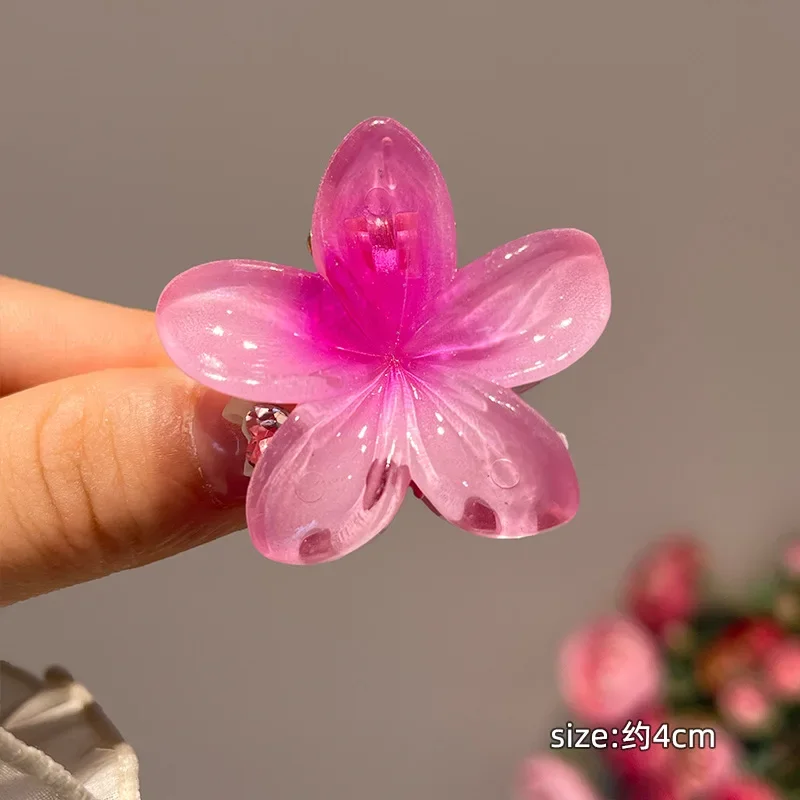6Pcs Gradient Hair Clips New Flower Hair Claws Small Size Fashion Headwear Hairpin Crab Barrette Hair Accessories for Women