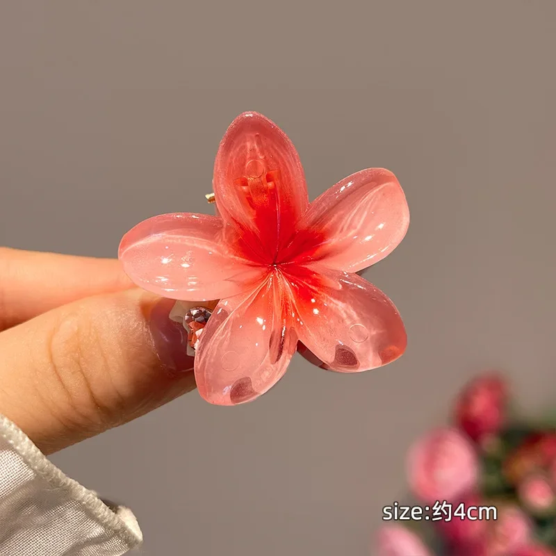 6Pcs Gradient Hair Clips New Flower Hair Claws Small Size Fashion Headwear Hairpin Crab Barrette Hair Accessories for Women