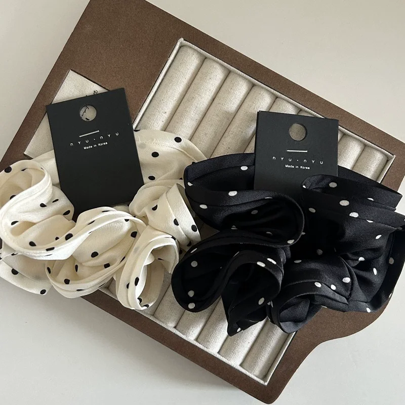 Korean Big Dot Scrunchies For Girls Elastic Hair Rubber Bands Women Large Hair Tie Black Hair Ring Rope Hairbands Headdress