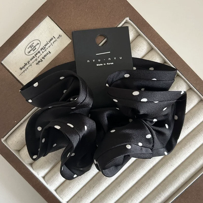 Korean Big Dot Scrunchies For Girls Elastic Hair Rubber Bands Women Large Hair Tie Black Hair Ring Rope Hairbands Headdress