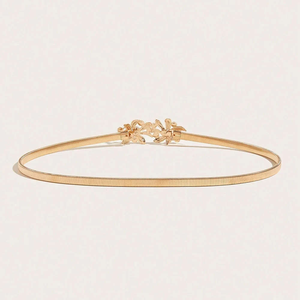 Fashion Waist Gold Chain Belt Female Pearl Elastic Silver Metal Belts for Women Designer Y2K Western Elastic Waistband Luxury