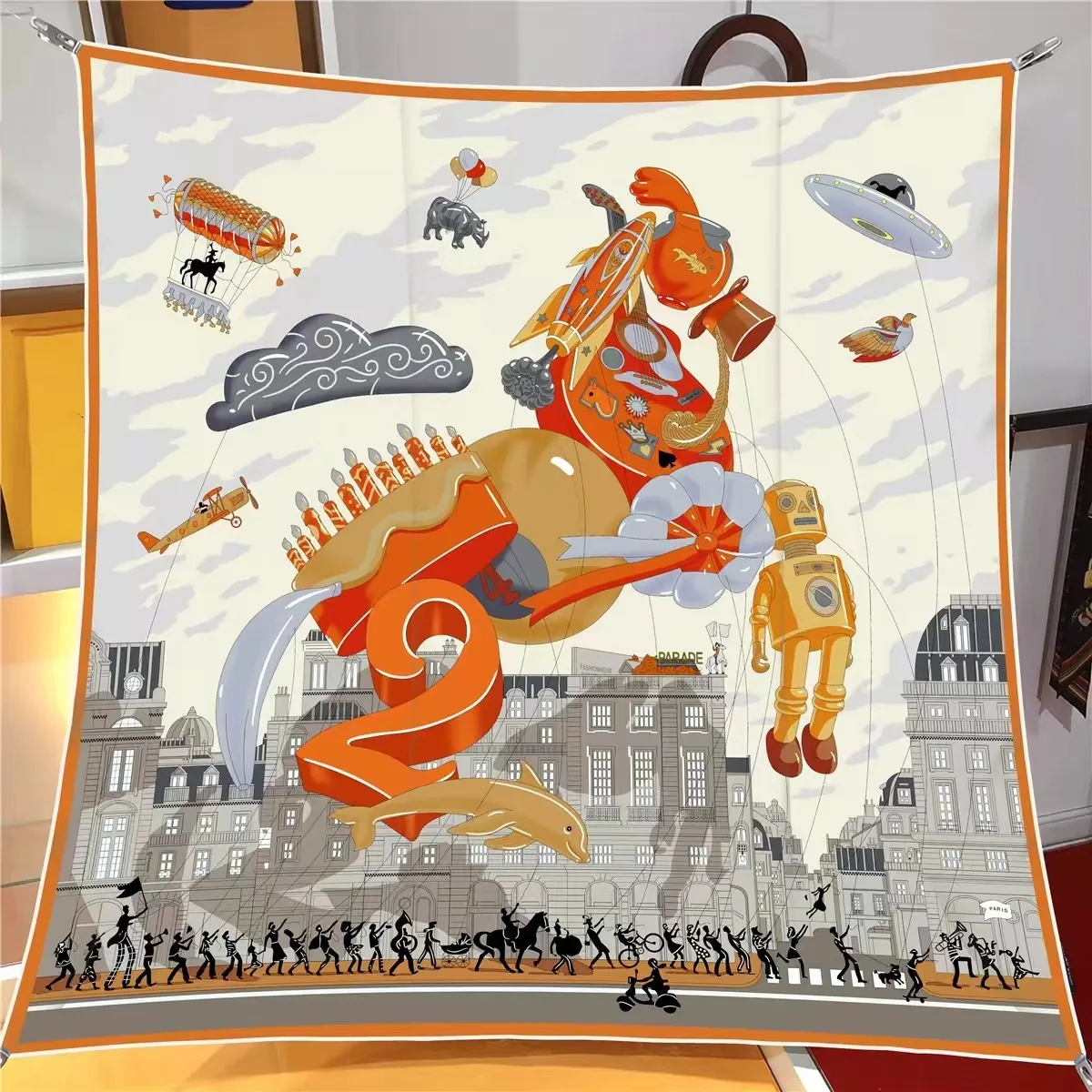 Silk Scarf Women Horse Printed Square Scarves Head Echarpes Silk Foulards Femme Wraps Beach Shawls Bandana Lady Hijabs 90CM