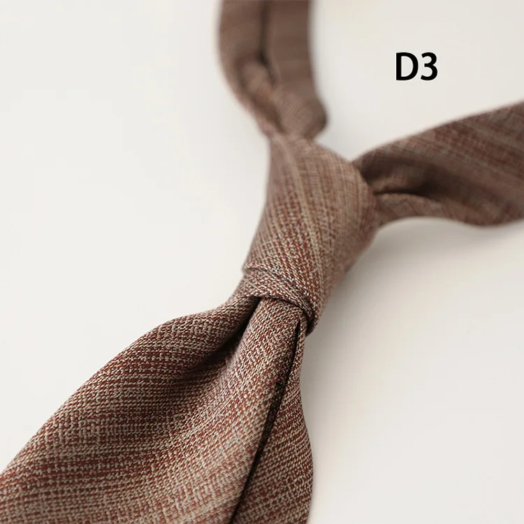 2025 Summer Men's Korean Formal Business 8CM Neckties Simple Solid Brown Red Neck Ties Handmade Polyester Necktie Suit Cravat