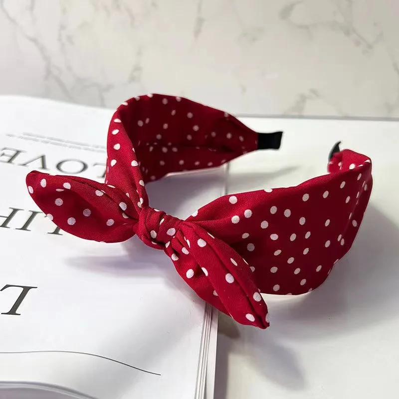1pc New Vintage Red Hairband for Women; Versatile Bow Headband with Wide Edge; Korean Style Hair Accessories