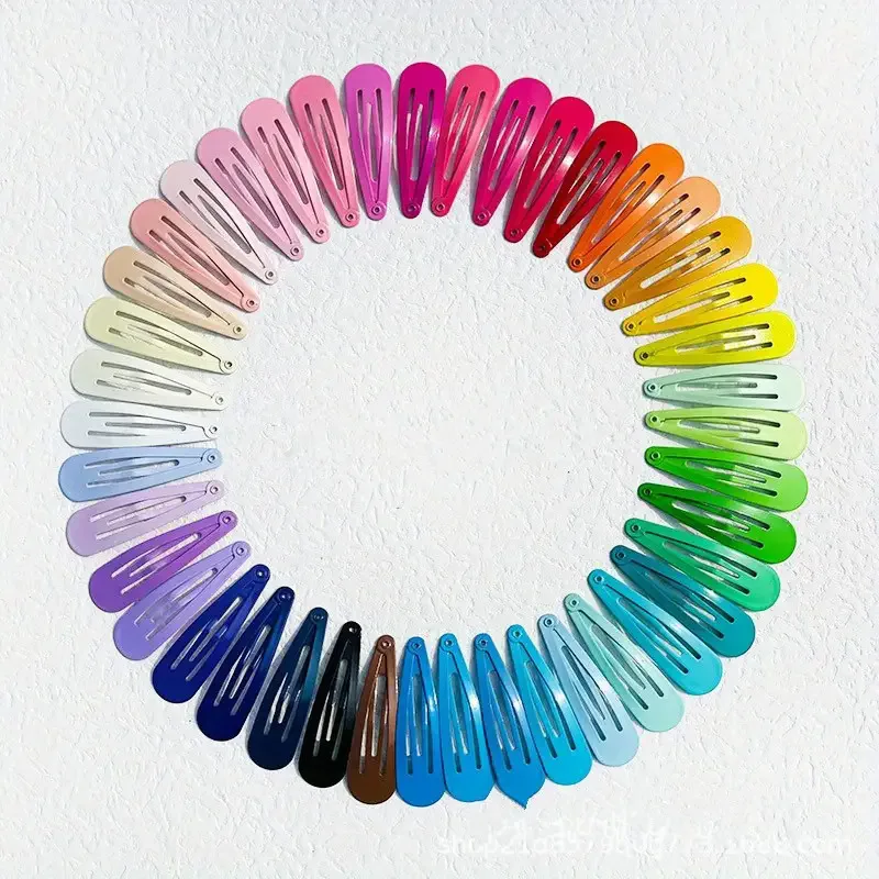 50Pcs Snap Hair Clips Candy Color Glossy 2 Inches No Slip Metal Hair Pins Clips Barrettes Accessories for Baby Girls Toddlers