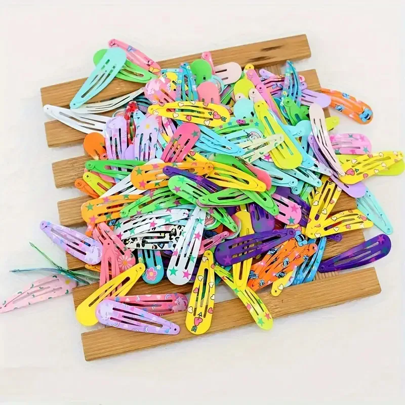 50Pcs Snap Hair Clips Candy Color Glossy 2 Inches No Slip Metal Hair Pins Clips Barrettes Accessories for Baby Girls Toddlers