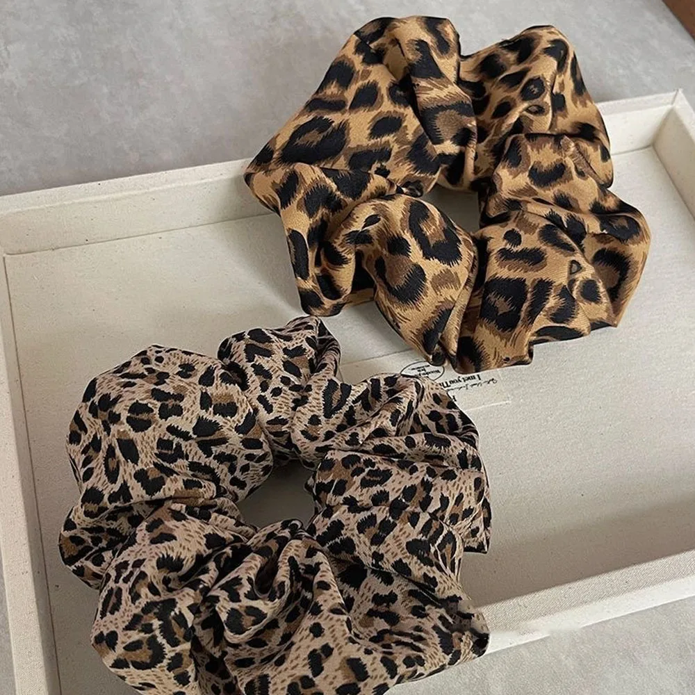 Leopard Print Hair Tie Korea Fashion Hair Rope Oversized Scrunchie For Women High Elasticity Elastic Hair Band Hair Accessories