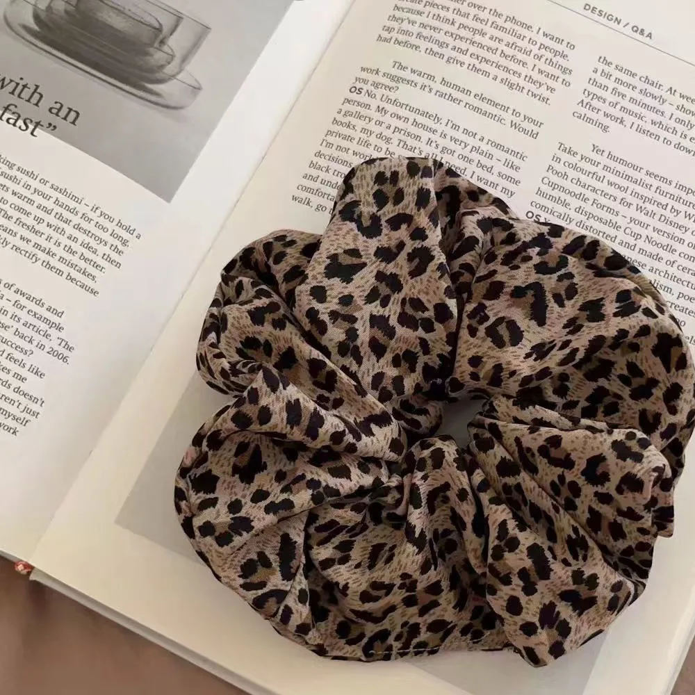 Leopard Print Hair Tie Korea Fashion Hair Rope Oversized Scrunchie For Women High Elasticity Elastic Hair Band Hair Accessories
