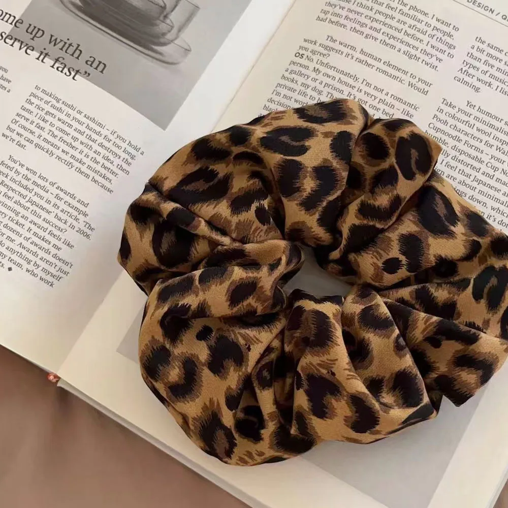 Leopard Print Hair Tie Korea Fashion Hair Rope Oversized Scrunchie For Women High Elasticity Elastic Hair Band Hair Accessories