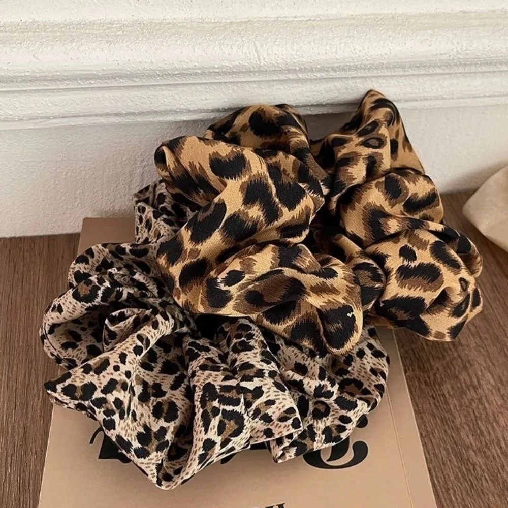 Leopard Print Hair Tie Korea Fashion Hair Rope Oversized Scrunchie For Women High Elasticity Elastic Hair Band Hair Accessories