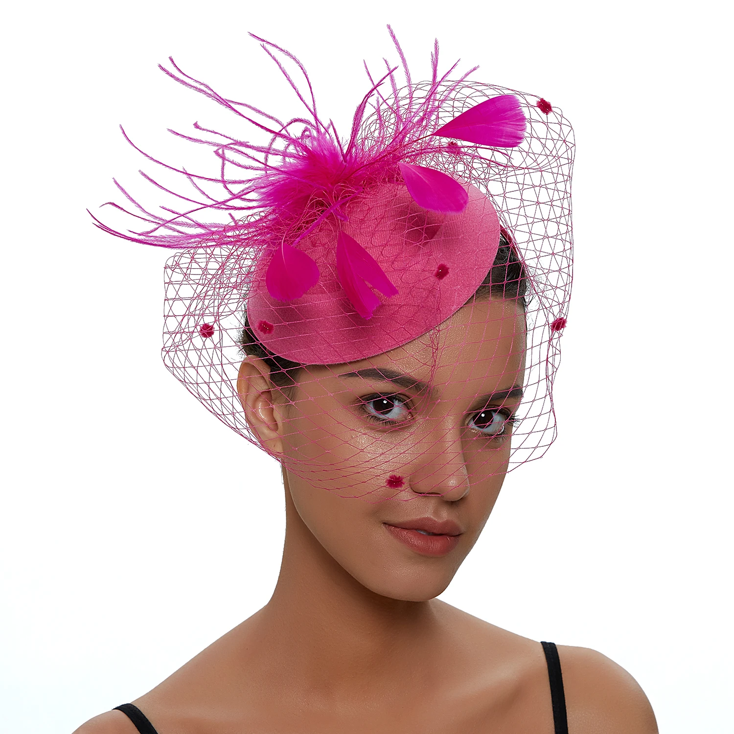 Mesh Fascinator Hats Spring Wave Point Decor Floral Hair Feather Fascinator Hats Luxury Accessories Wedding Cocktail Women