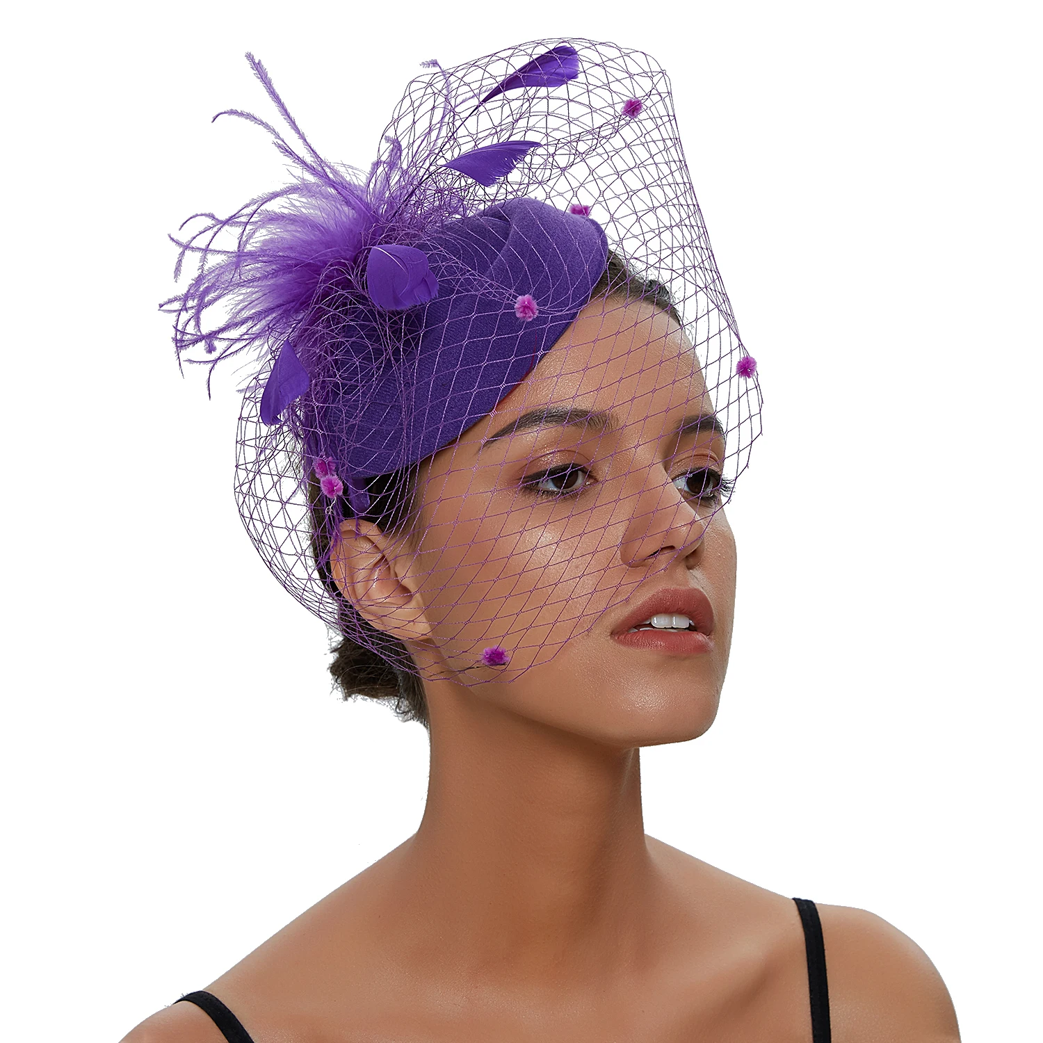 Mesh Fascinator Hats Spring Wave Point Decor Floral Hair Feather Fascinator Hats Luxury Accessories Wedding Cocktail Women
