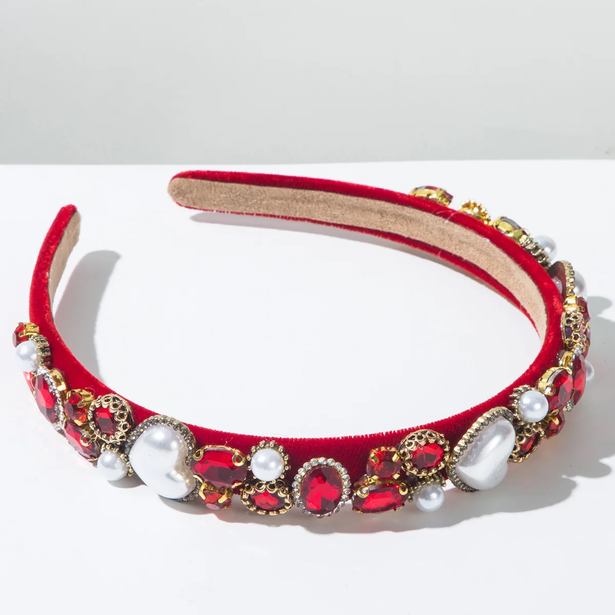 Pink Valentine's Day Baroque Full Diamond Love Pearl Versatile Headband Party Holiday Hair Accessories Girl