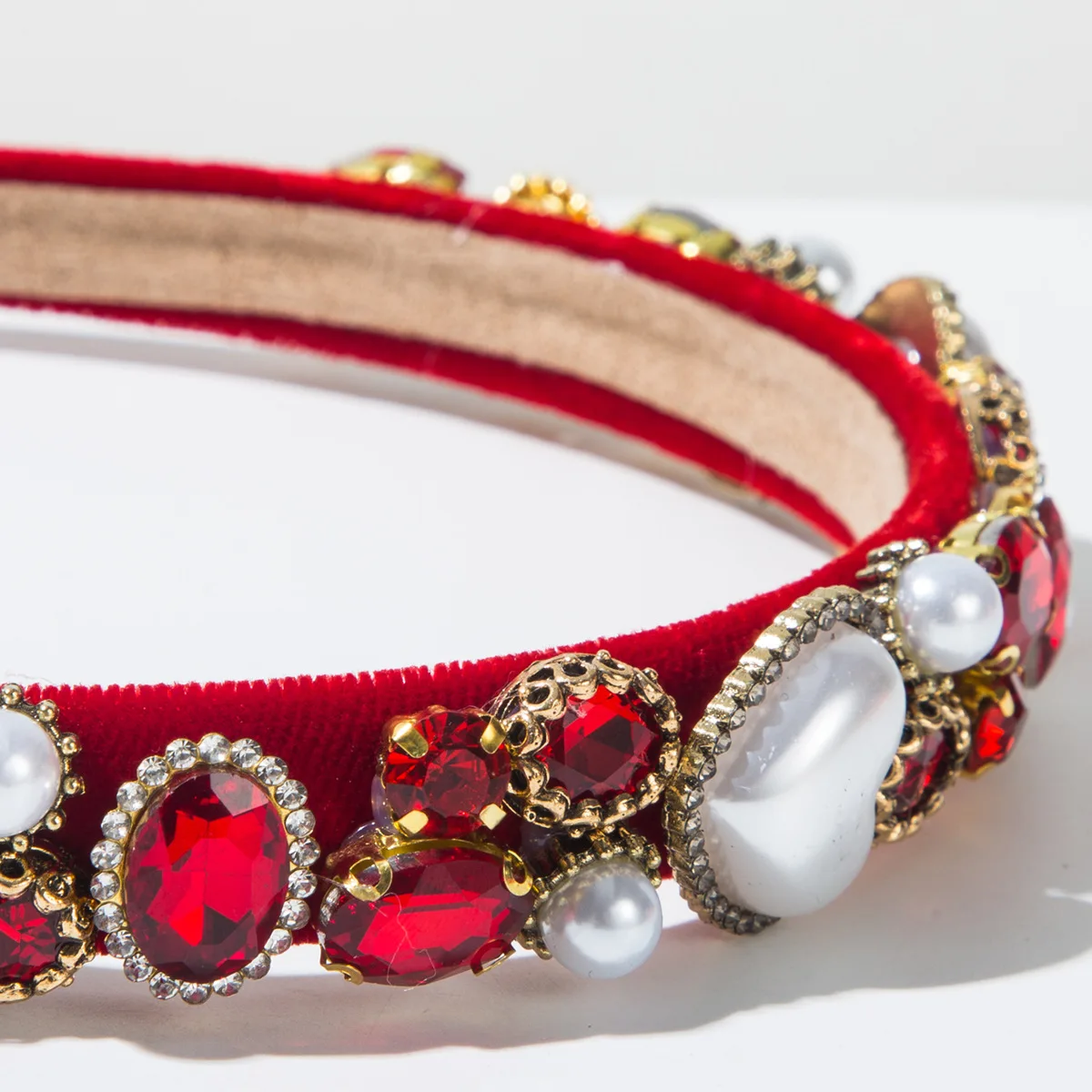 Pink Valentine's Day Baroque Full Diamond Love Pearl Versatile Headband Party Holiday Hair Accessories Girl