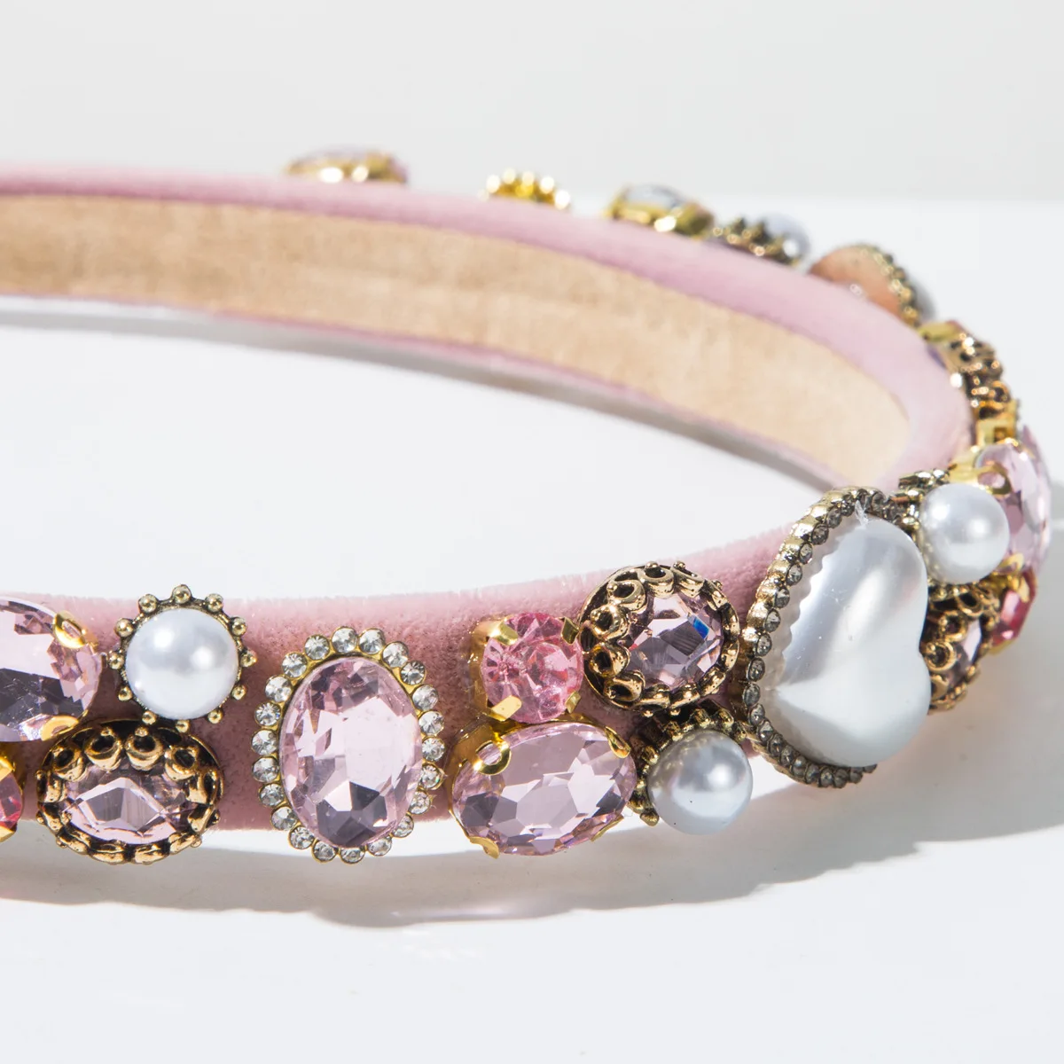 Pink Valentine's Day Baroque Full Diamond Love Pearl Versatile Headband Party Holiday Hair Accessories Girl