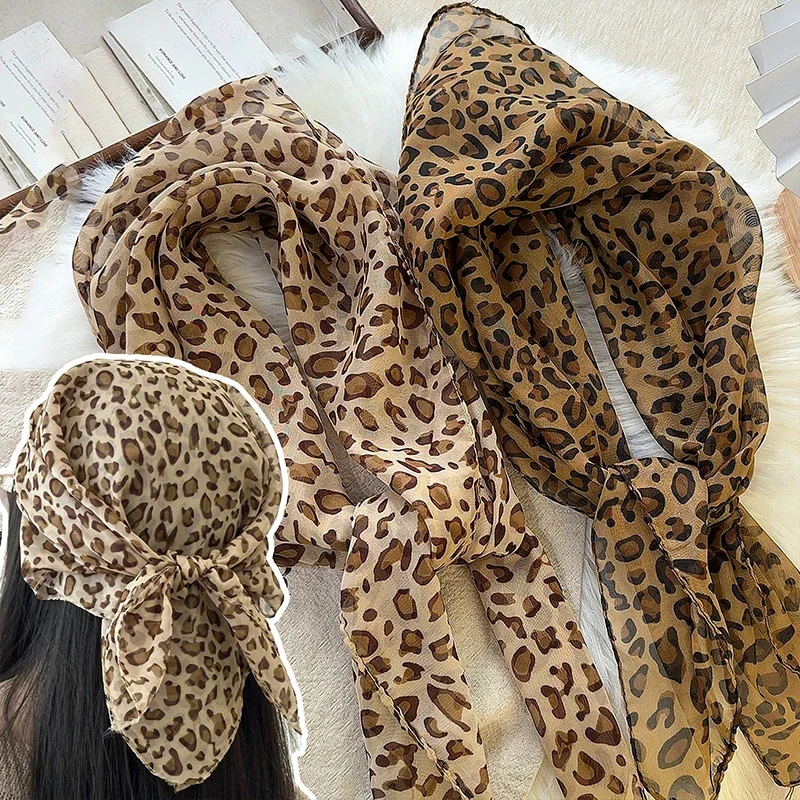 Y2K Retro Leopard Headscarf Women Girl High Quality Comfortable Fashion Headscarf Warm Versatile Party Scarf Exquisite Accessory