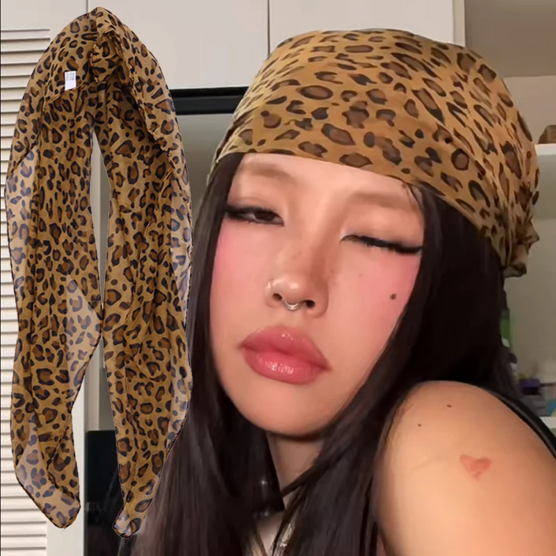 Y2K Retro Leopard Headscarf Women Girl High Quality Comfortable Fashion Headscarf Warm Versatile Party Scarf Exquisite Accessory