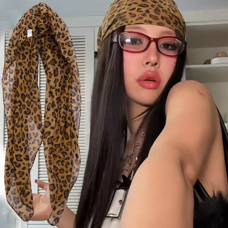 Y2K Retro Leopard Headscarf Women Girl High Quality Comfortable Fashion Headscarf Warm Versatile Party Scarf Exquisite Accessory