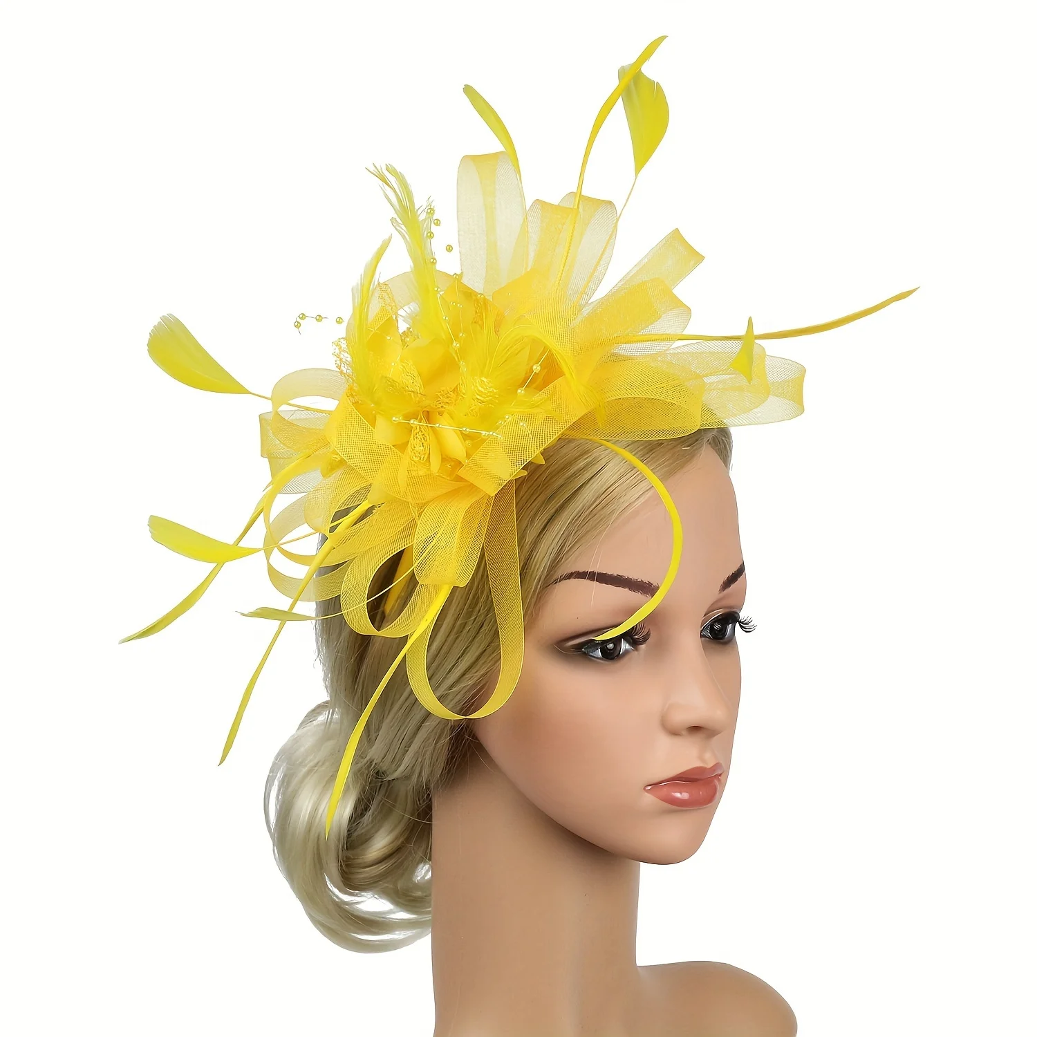 Fascinators Hat Lady Tea Party Headband Flower Cocktail Mesh Feather Hairpin Kentucky Derby Hat Wedding