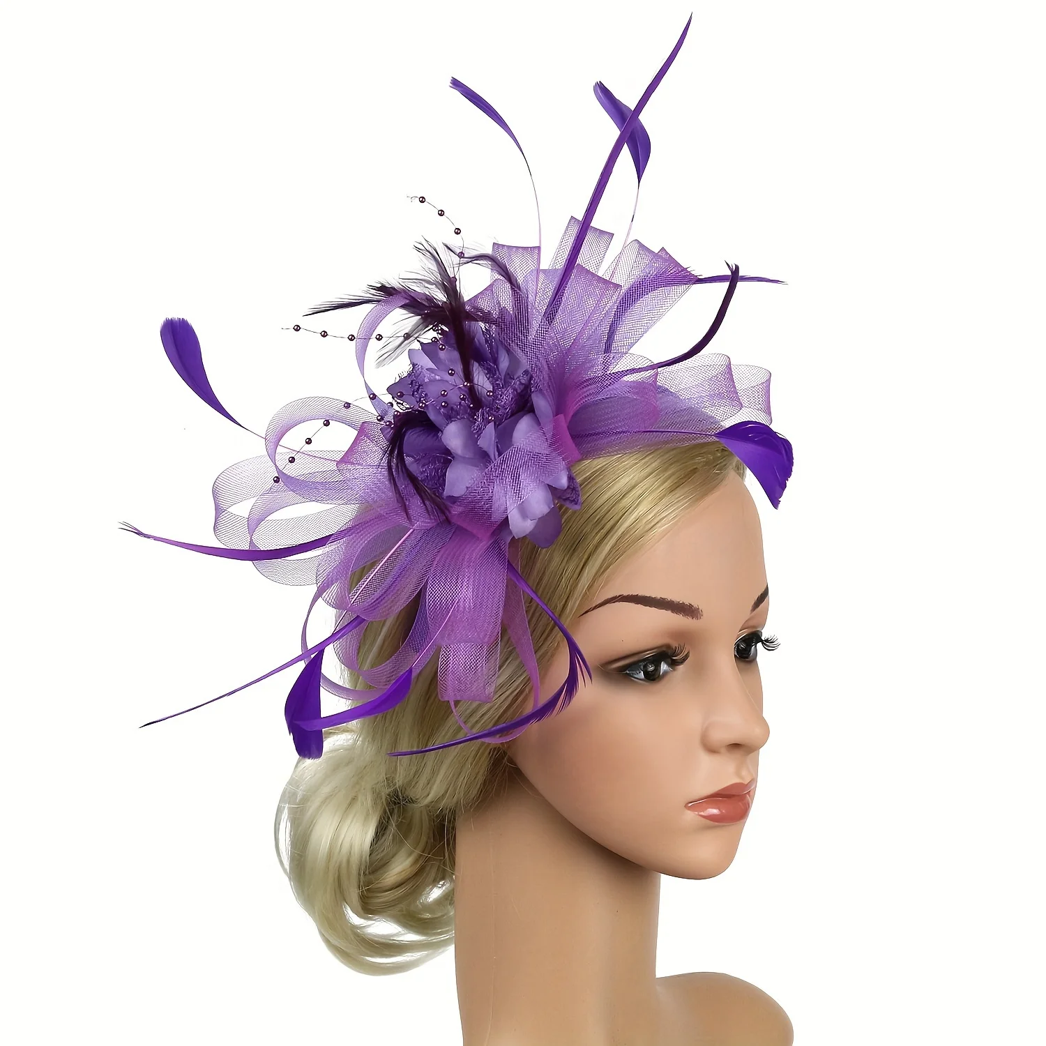 Fascinators Hat Lady Tea Party Headband Flower Cocktail Mesh Feather Hairpin Kentucky Derby Hat Wedding