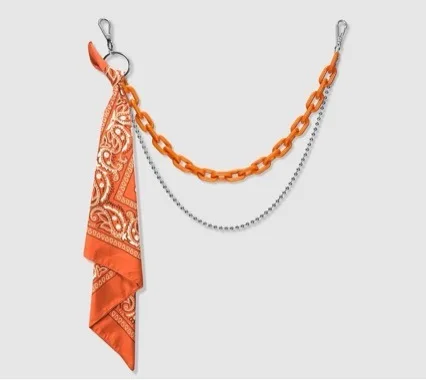 High street pants chain accessories ins hip hop pendant acrylic plastic pants chain square towel men's and women's fluorescent