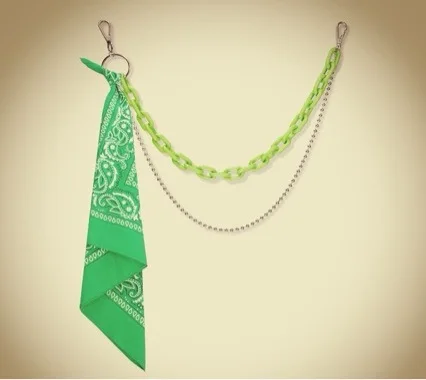 High street pants chain accessories ins hip hop pendant acrylic plastic pants chain square towel men's and women's fluorescent