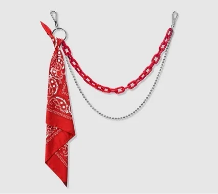 High street pants chain accessories ins hip hop pendant acrylic plastic pants chain square towel men's and women's fluorescent