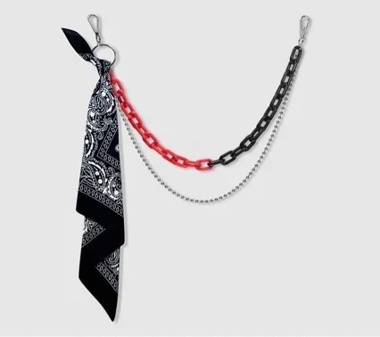 High street pants chain accessories ins hip hop pendant acrylic plastic pants chain square towel men's and women's fluorescent