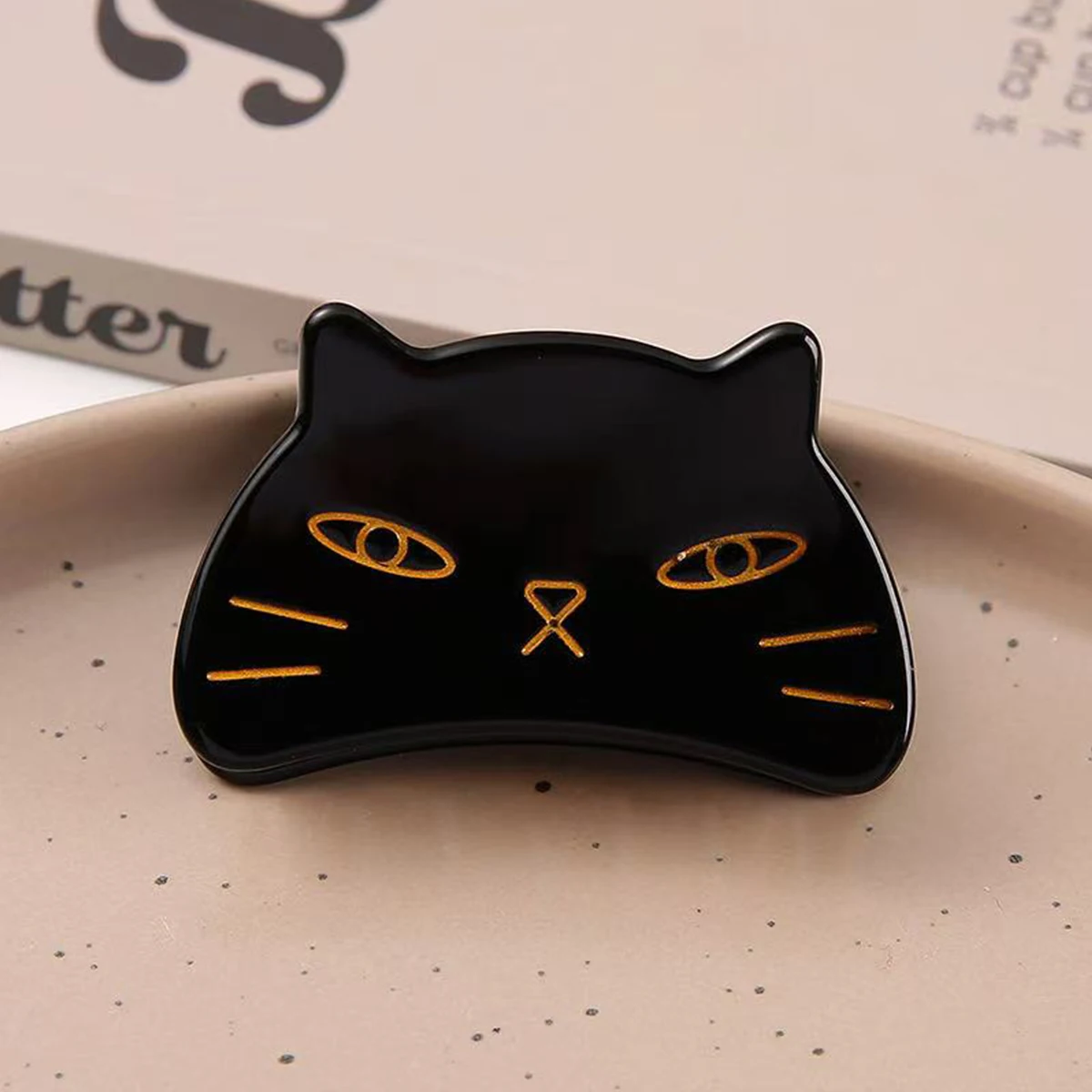 1pc elegant acetate cat grab clip metal tooth hairpin, ladies back of the head disc hair gripper, cute sweet hair scratch