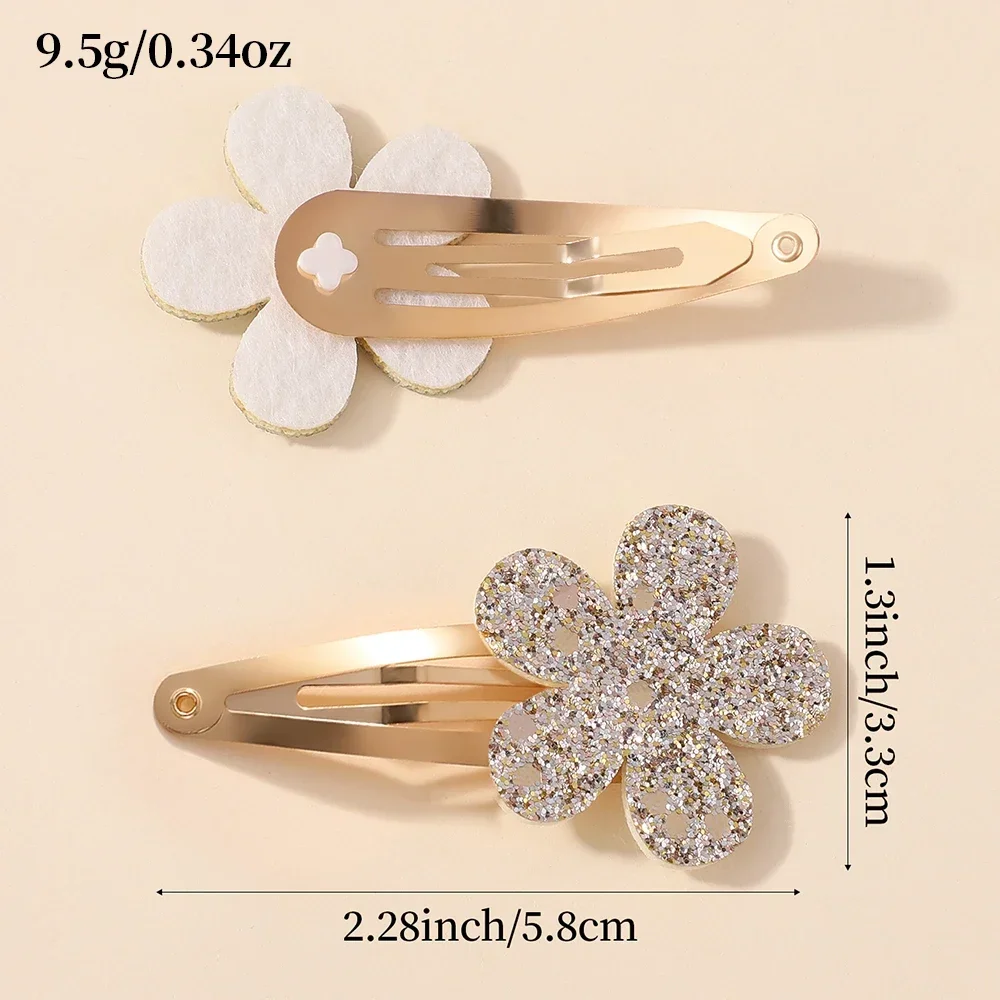 16Pcs Geometric Hair Clip Glitter DropletColorful Gradient Children Bangs BB Alloy Hairpins Girls Headclips Hair Accessories
