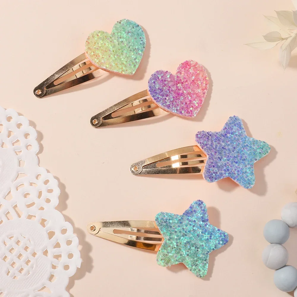 16Pcs Geometric Hair Clip Glitter DropletColorful Gradient Children Bangs BB Alloy Hairpins Girls Headclips Hair Accessories