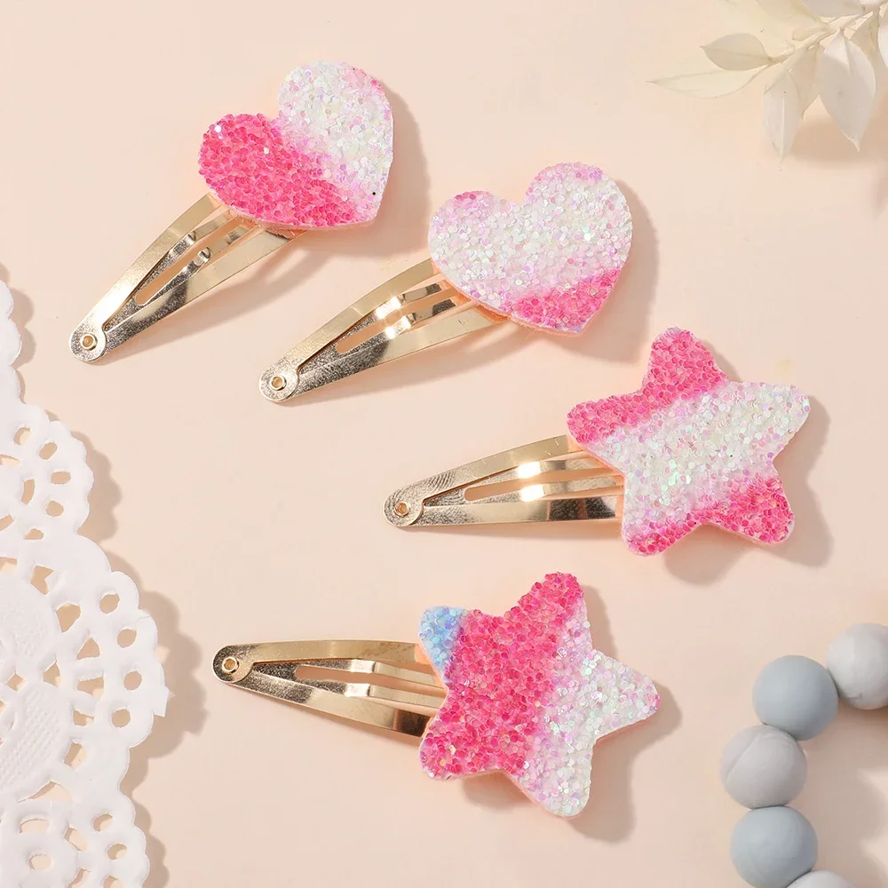 16Pcs Geometric Hair Clip Glitter DropletColorful Gradient Children Bangs BB Alloy Hairpins Girls Headclips Hair Accessories