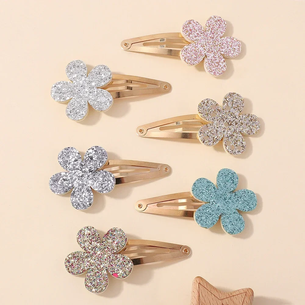 16Pcs Geometric Hair Clip Glitter DropletColorful Gradient Children Bangs BB Alloy Hairpins Girls Headclips Hair Accessories
