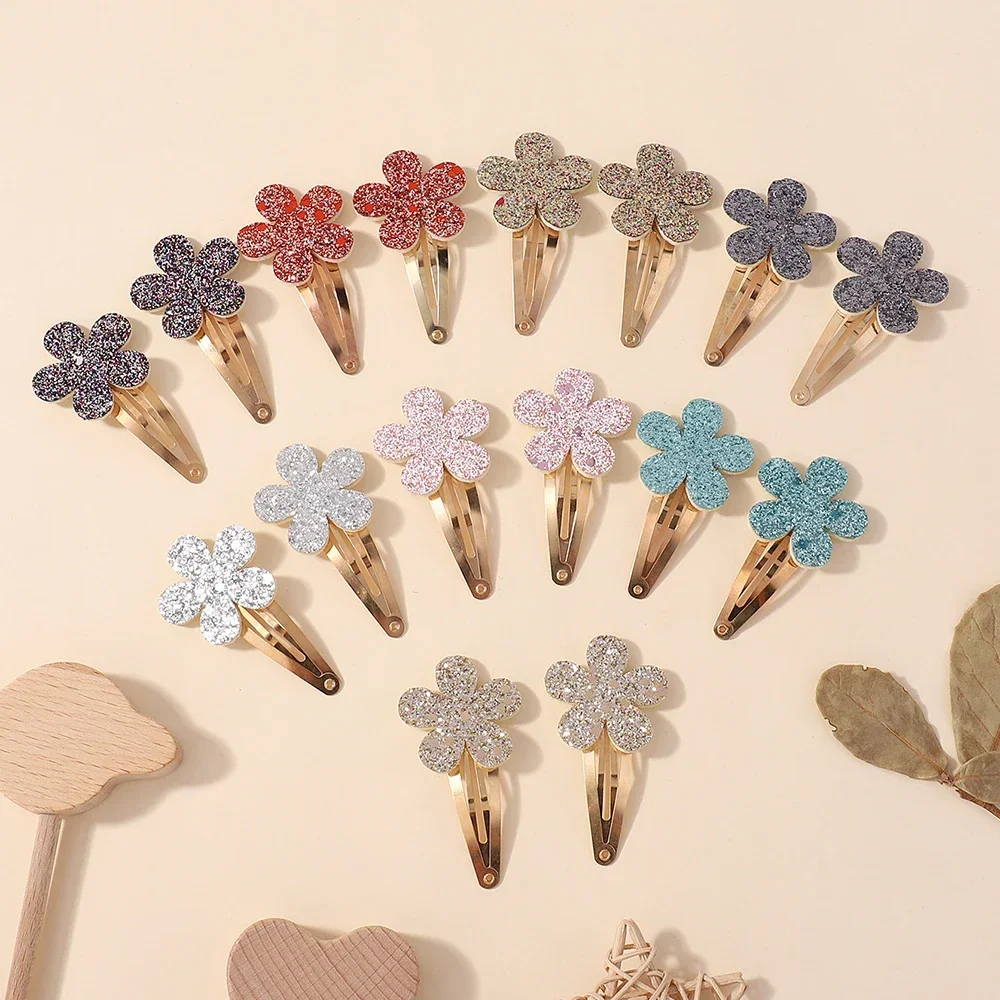 16Pcs Geometric Hair Clip Glitter DropletColorful Gradient Children Bangs BB Alloy Hairpins Girls Headclips Hair Accessories