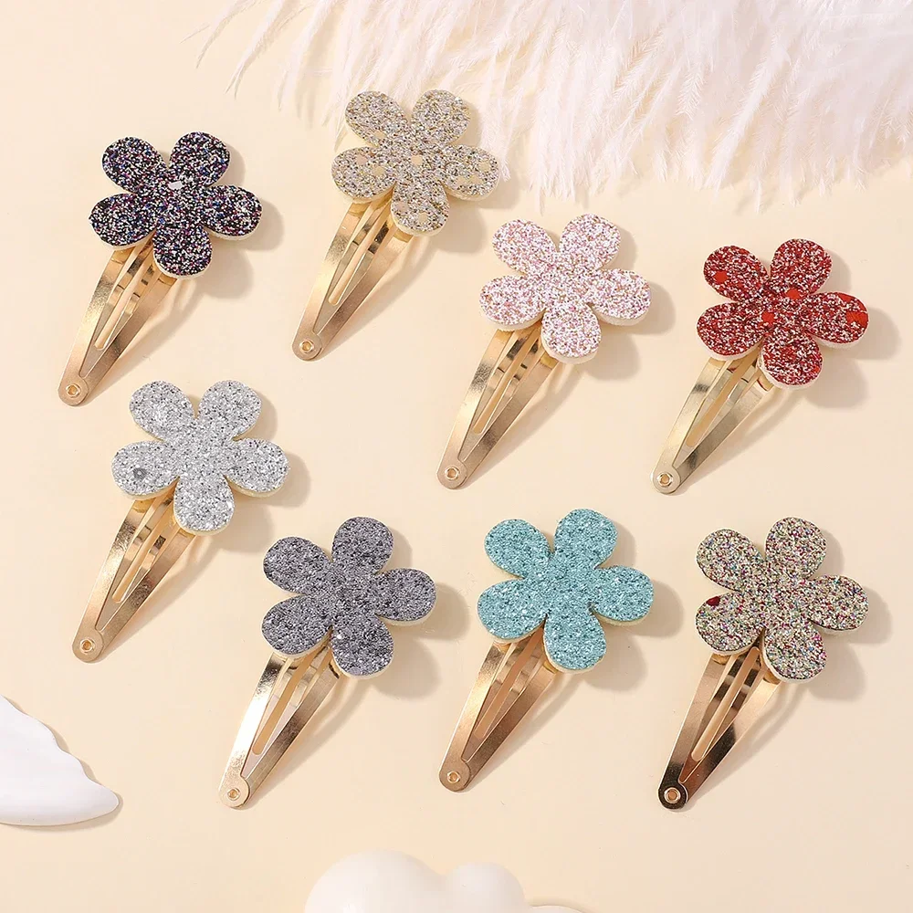 16Pcs Geometric Hair Clip Glitter DropletColorful Gradient Children Bangs BB Alloy Hairpins Girls Headclips Hair Accessories