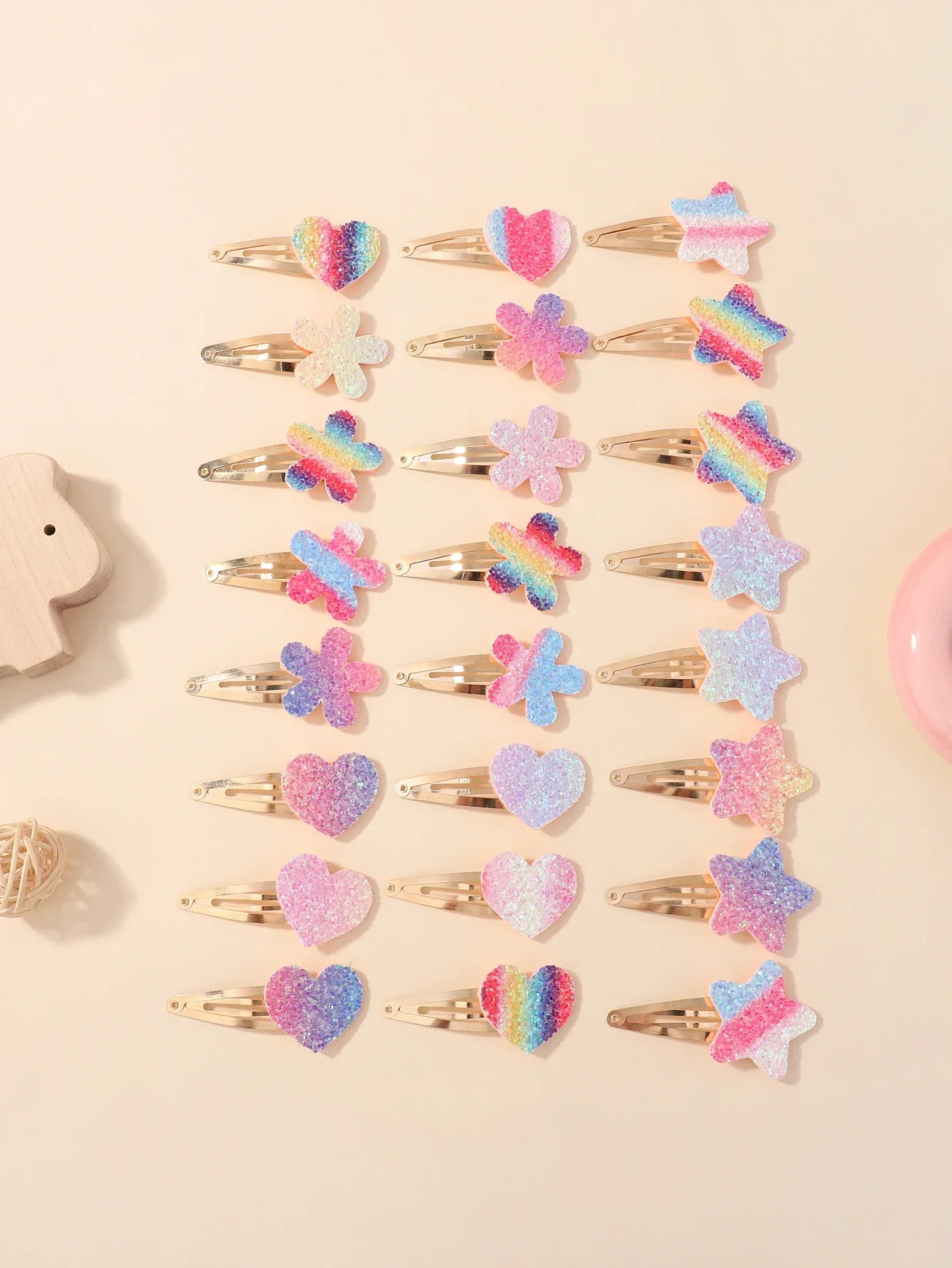 16Pcs Geometric Hair Clip Glitter DropletColorful Gradient Children Bangs BB Alloy Hairpins Girls Headclips Hair Accessories