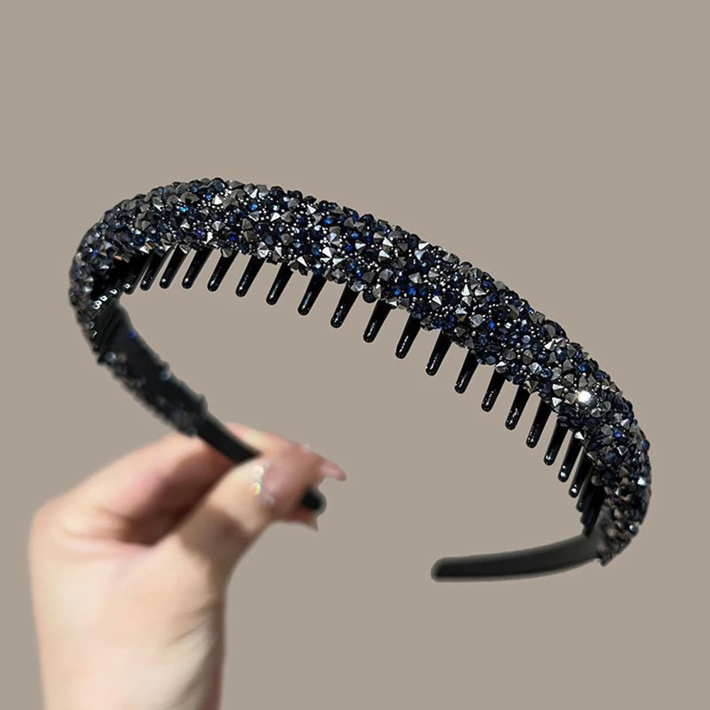 Luxury Crystal Beads Hair Bands Women Girls Headwear Tooth Elastic Headbands Shiny Hair Hoops Accessories