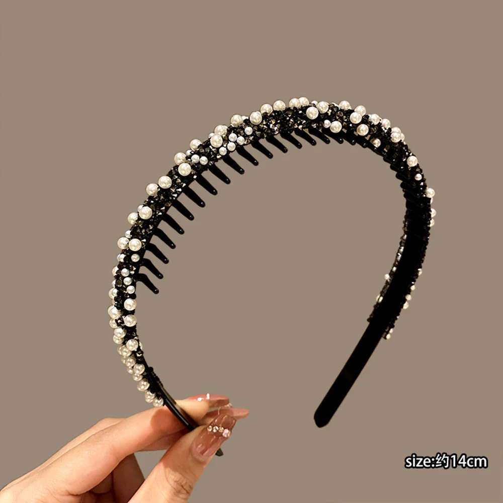 Luxury Crystal Beads Hair Bands Women Girls Headwear Tooth Elastic Headbands Shiny Hair Hoops Accessories