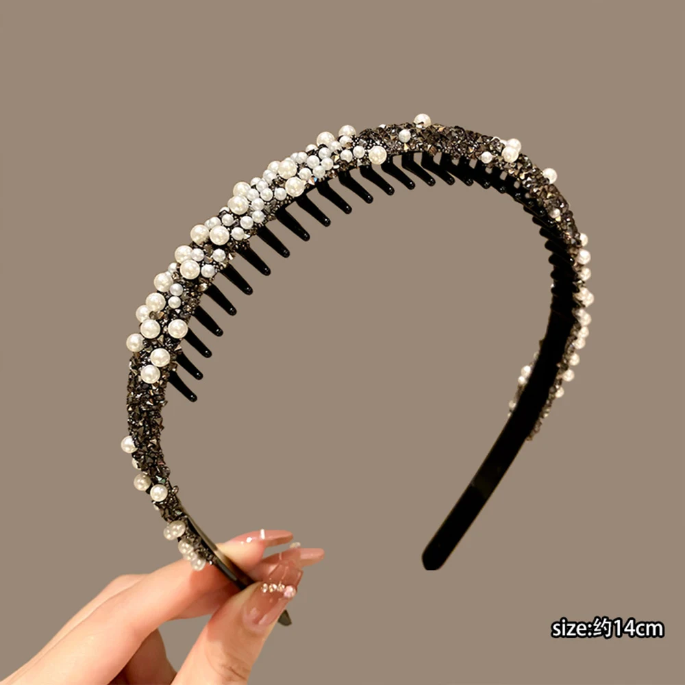 Luxury Crystal Beads Hair Bands Women Girls Headwear Tooth Elastic Headbands Shiny Hair Hoops Accessories