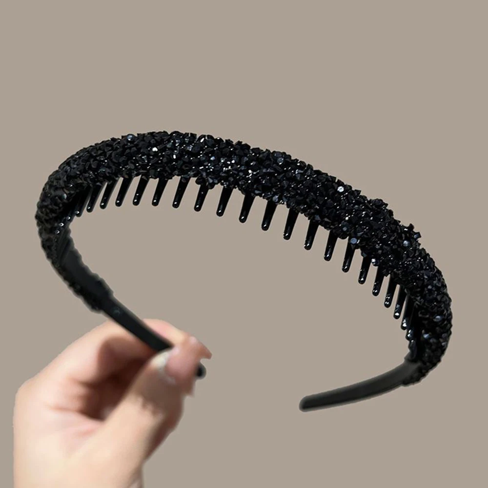 Luxury Crystal Beads Hair Bands Women Girls Headwear Tooth Elastic Headbands Shiny Hair Hoops Accessories